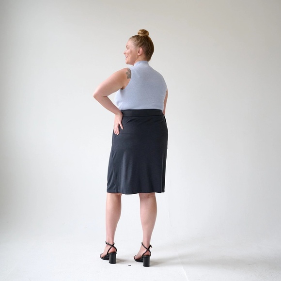 Brass Jersey Wrap Skirt in Vintage Black - Picture 6 of 14